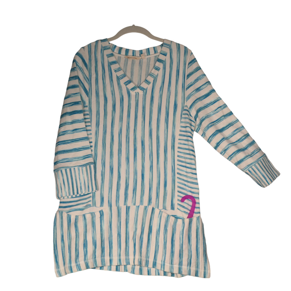Soft Surroundings Tunic Sweatshirt Womens S Blue Cotton Viscose Blend Pockets